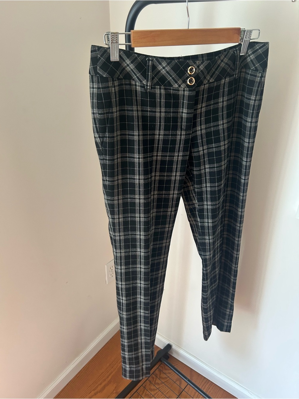 White House Black Market Black & Gray Plaid Chinos